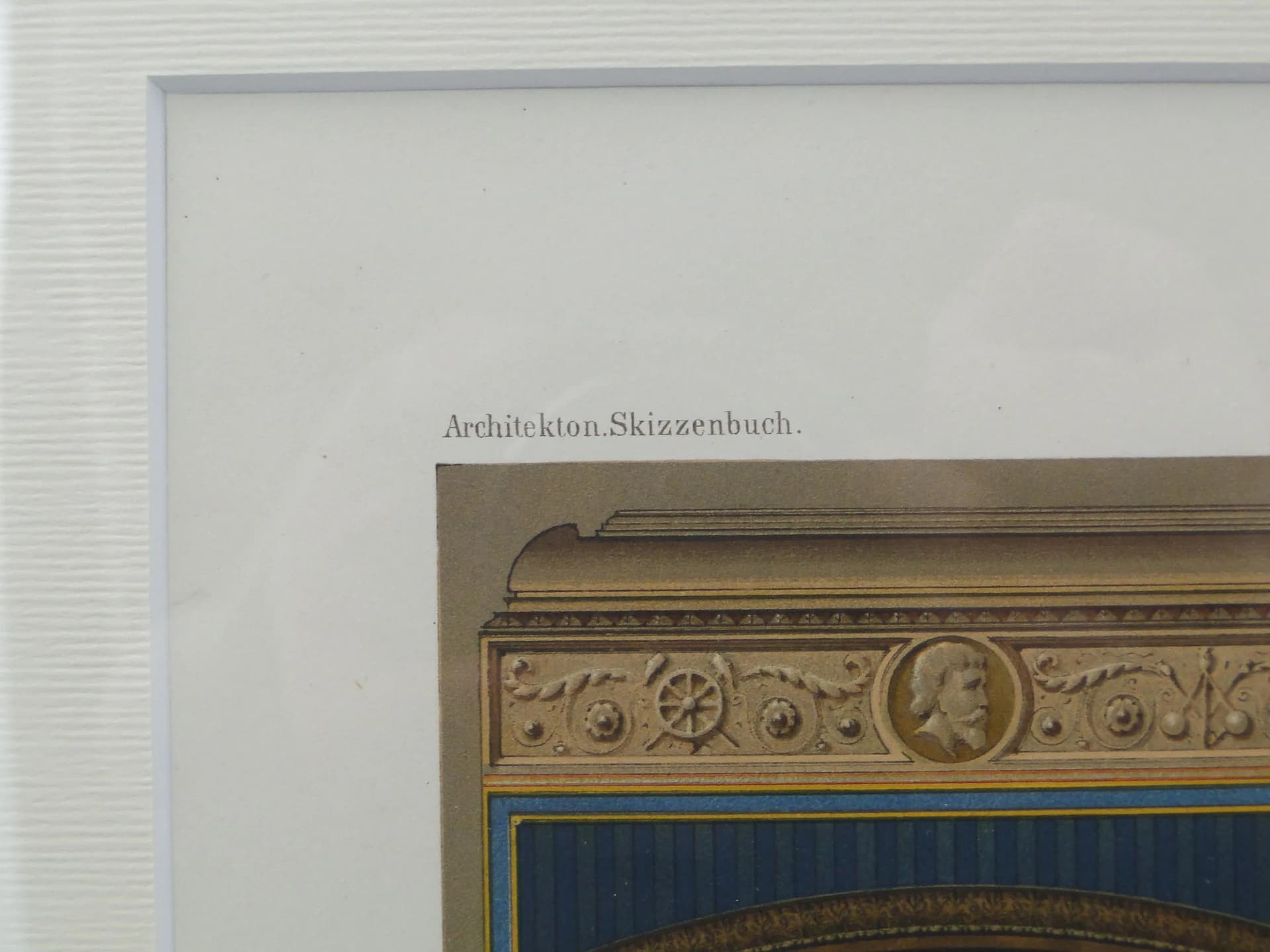 Architectural Lithograph, blue, paper, Germany, 19th c. - 12498