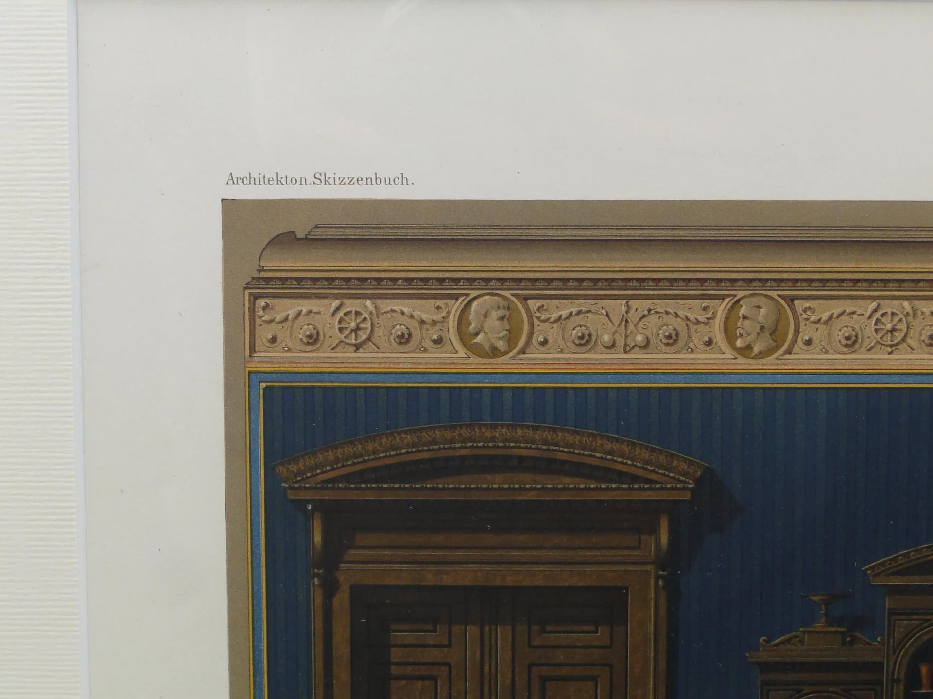 Architectural Lithograph, blue, paper, Germany, 19th c. - 12502