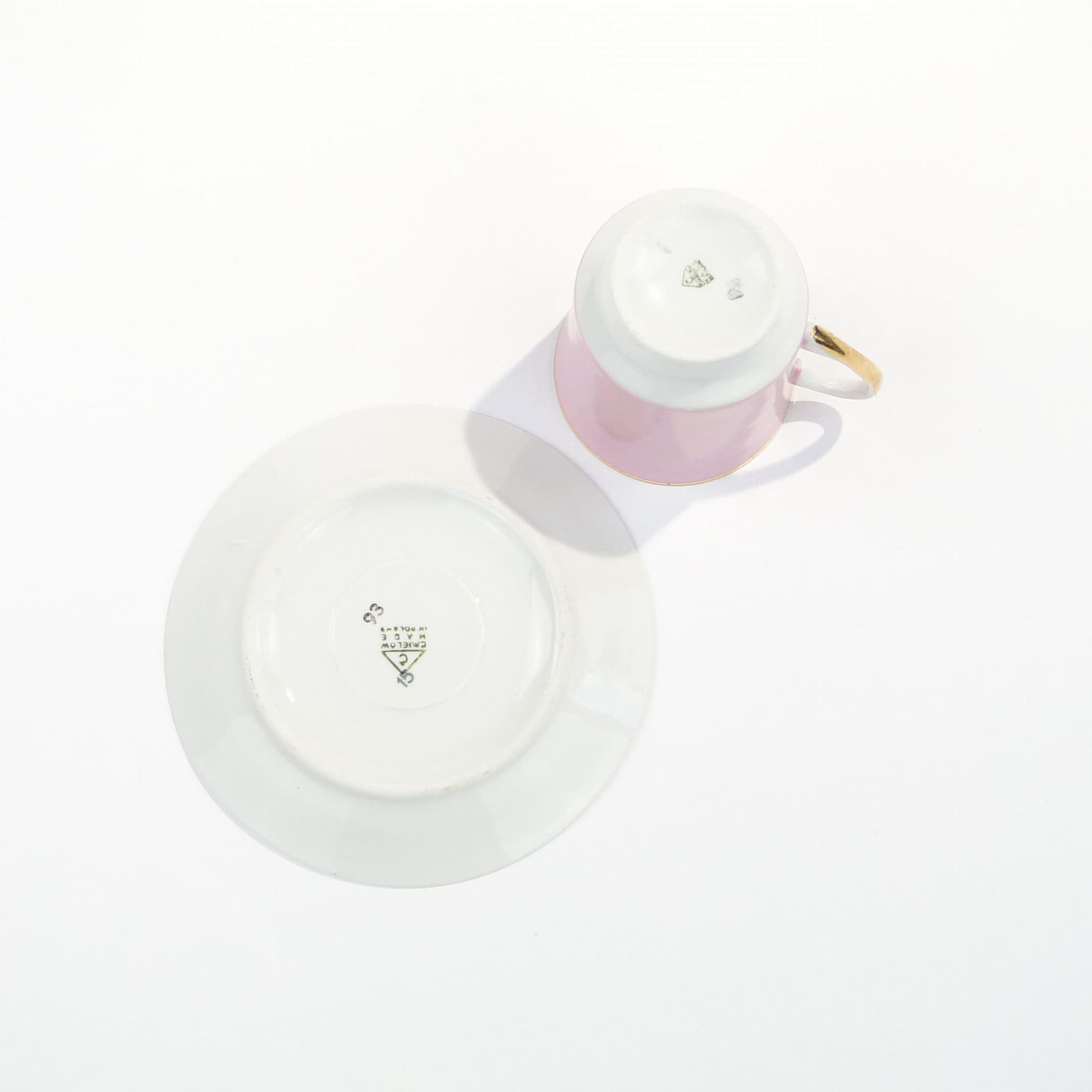 Filiżanka i spodek June, porcelana różowa, proj. W. Potacki, Ćmielów, Polska, lata 60. - 179608