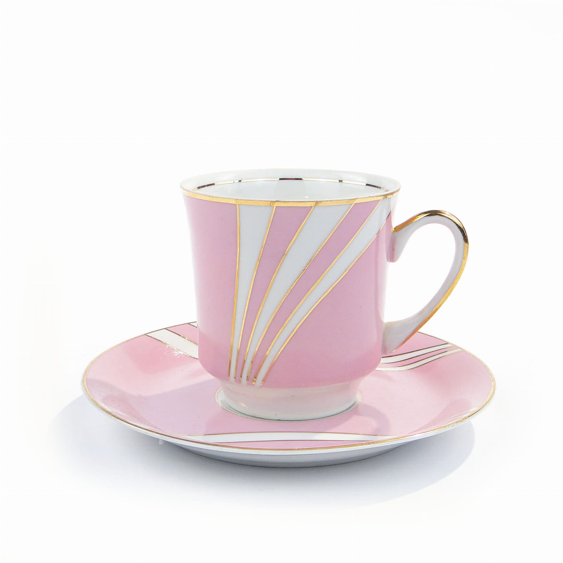 Filiżanka i spodek June, porcelana różowa, proj. W. Potacki, Ćmielów, Polska, lata 60. - 179613