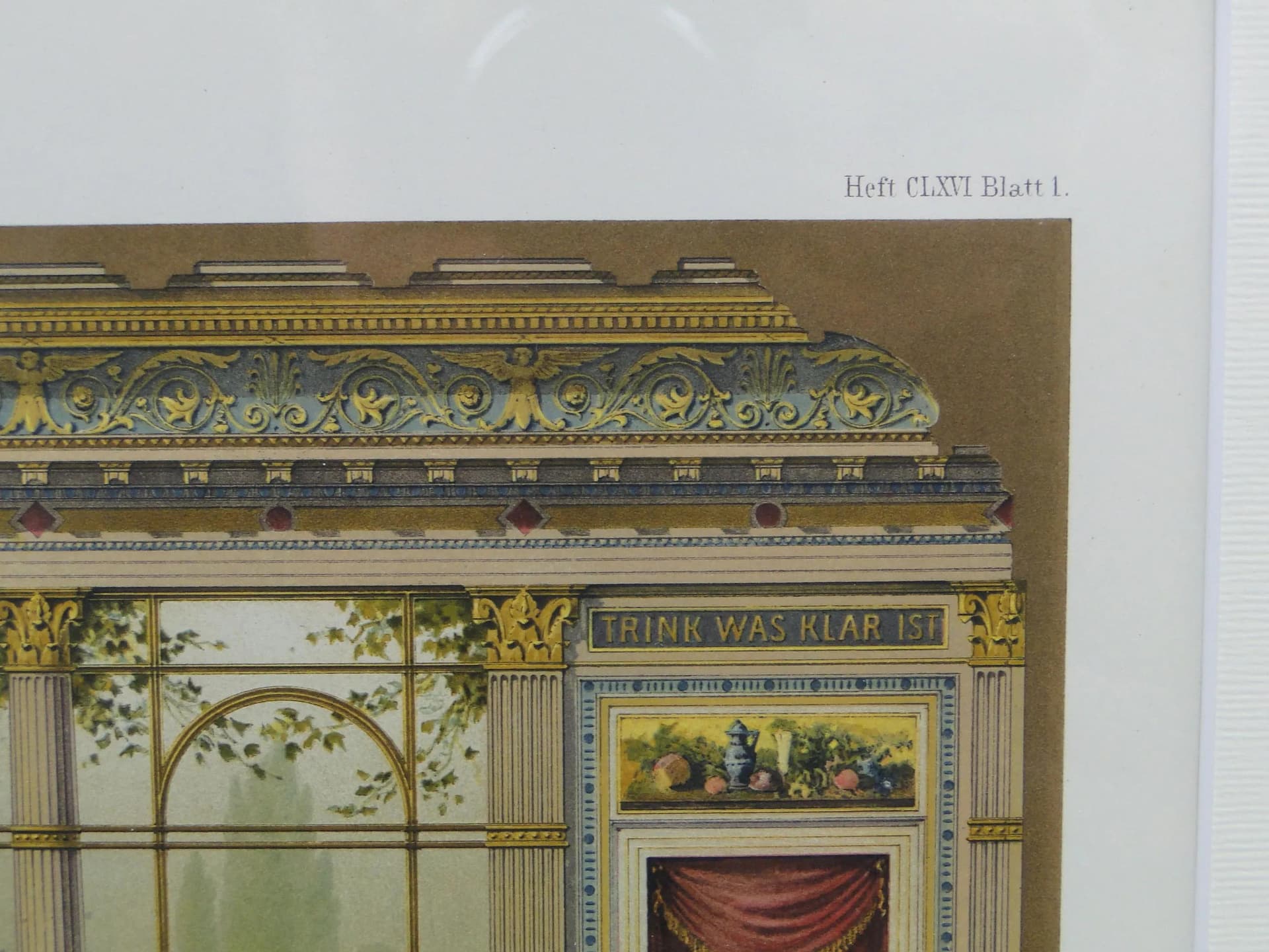 Grafika architektoniczna, beż, papier, Niemcy, XIX w. - 12490