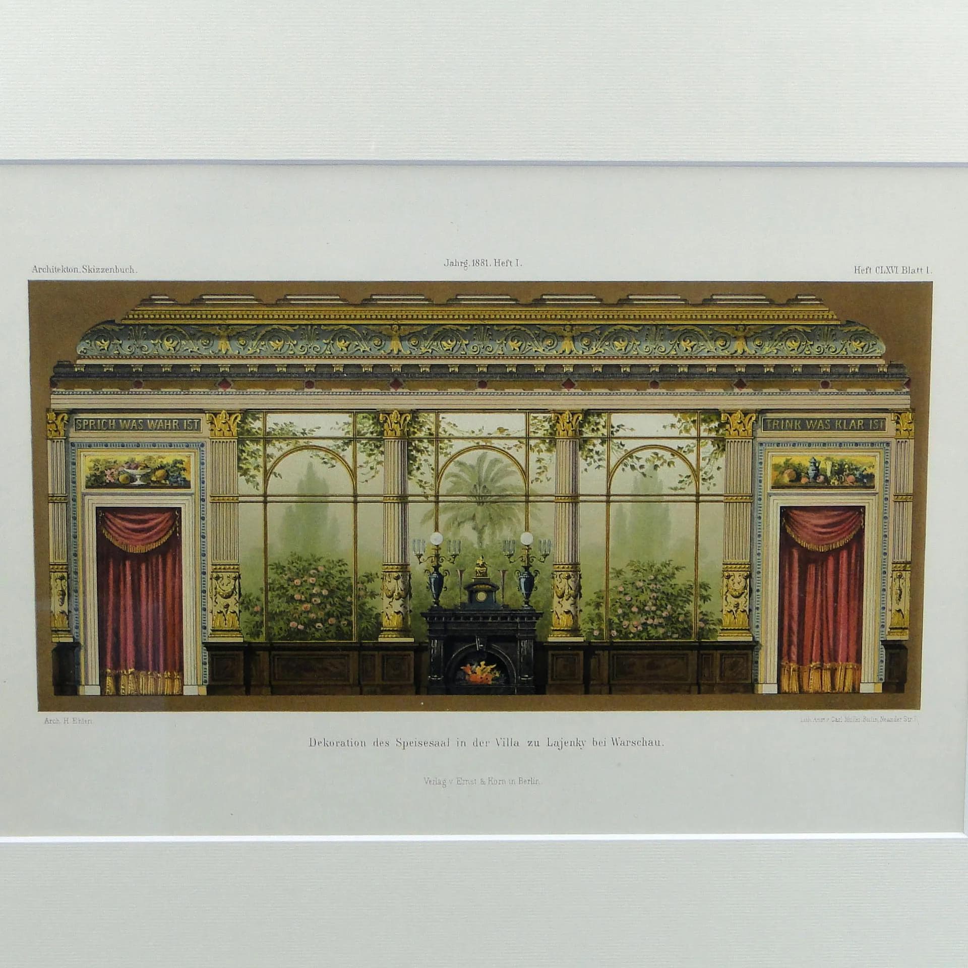 Grafika architektoniczna, beż, papier, Niemcy, XIX w. - 12486