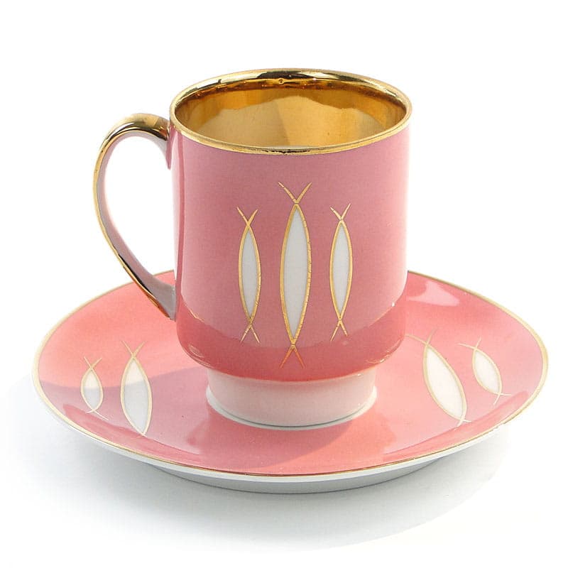Filiżanka London, różowa, porcelana, proj. W. Potacki, Ćmielów, Polska, lata 60. - 179663