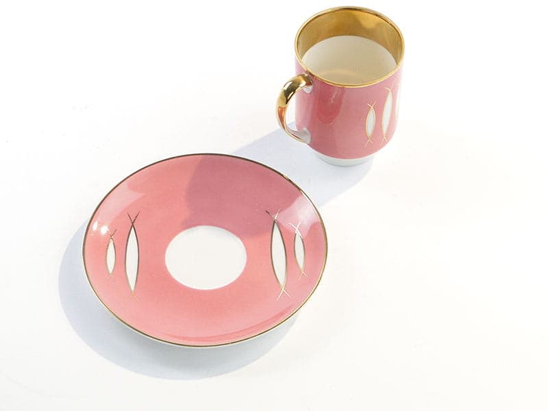 Filiżanka London, różowa, porcelana, proj. W. Potacki, Ćmielów, Polska, lata 60. - 179667