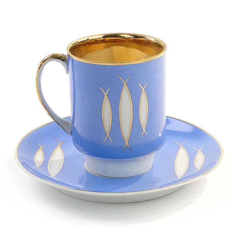 Filiżanka London, niebieska porcelana, proj. W. Potacki, dla Ćmielów, Polska, lata 60. - 179679