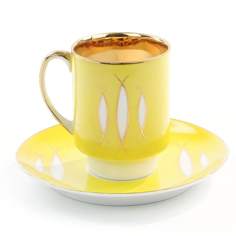 Filiżanka London, żółta porcelana, proj. W. Potacki, Ćmielów, Polska, lata 60. - 179697