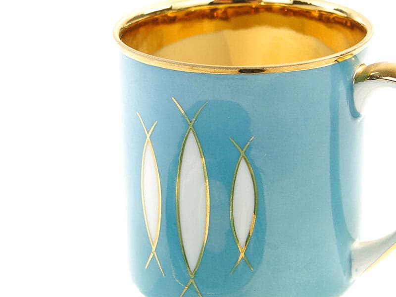 Filiżanka ze spodkiem London, niebieski, porcelana, proj. W. Potacki, Ćmielów, Polska, lata 60. - 179716