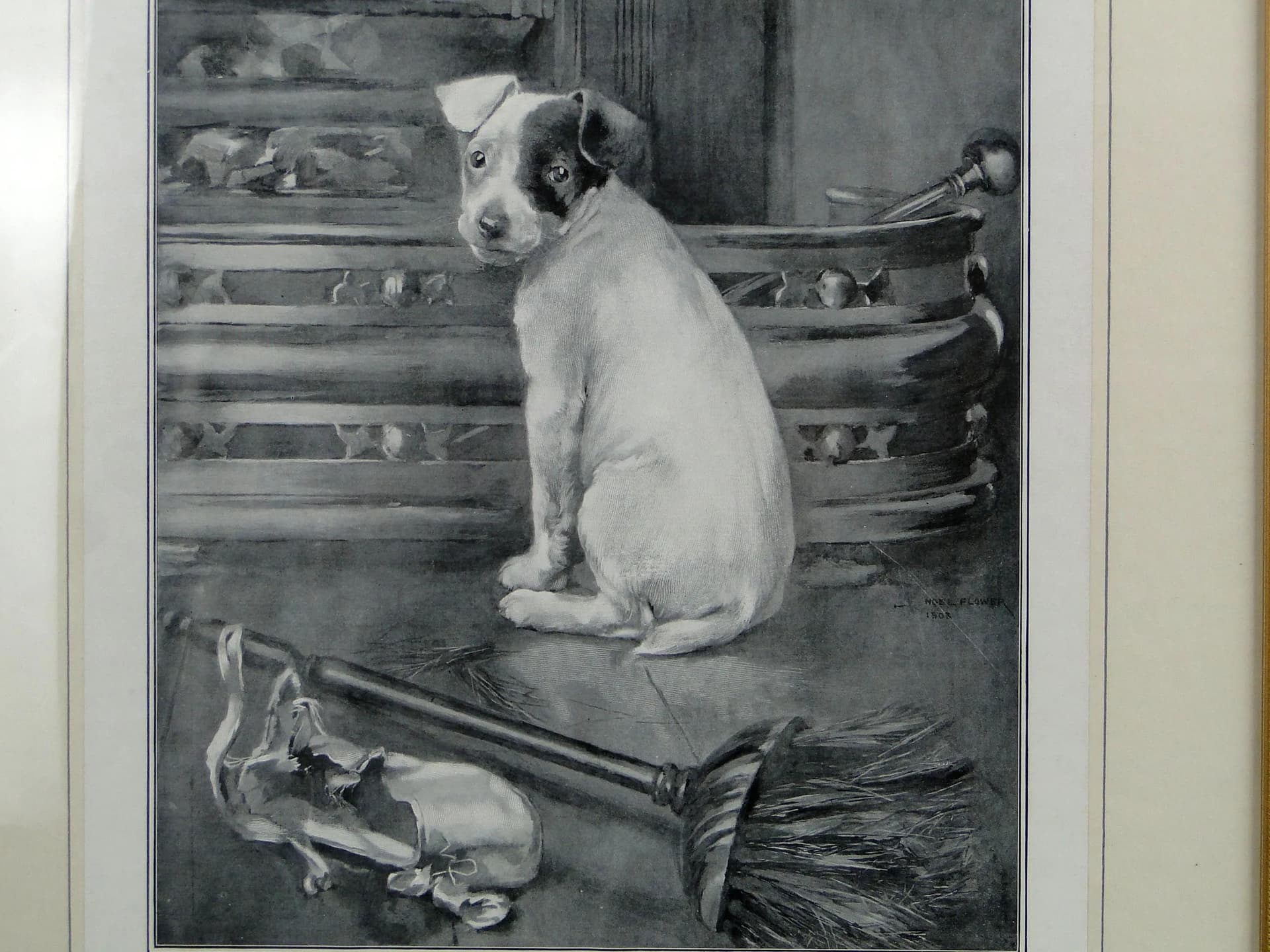 Grafika Cinderalla, szary, papier, aut. N. Flower, Wielka Brytania, pocz. XX w. - 12479