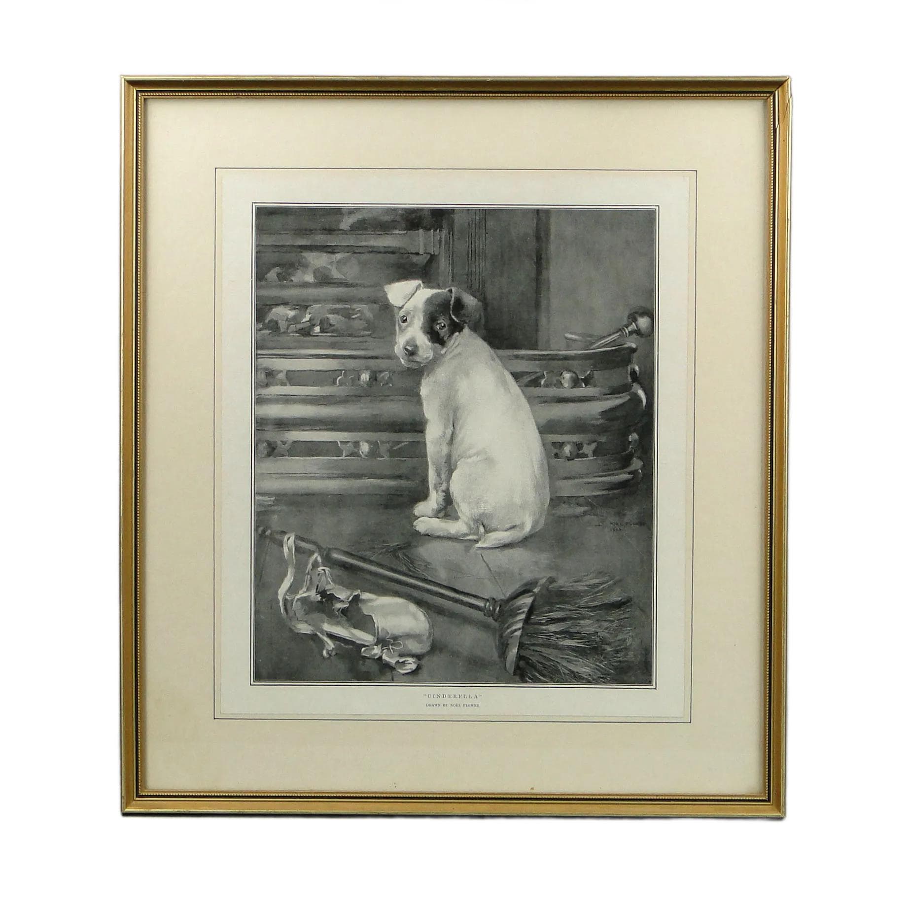 Grafika Cinderalla, szary, papier, aut. N. Flower, Wielka Brytania, pocz. XX w.