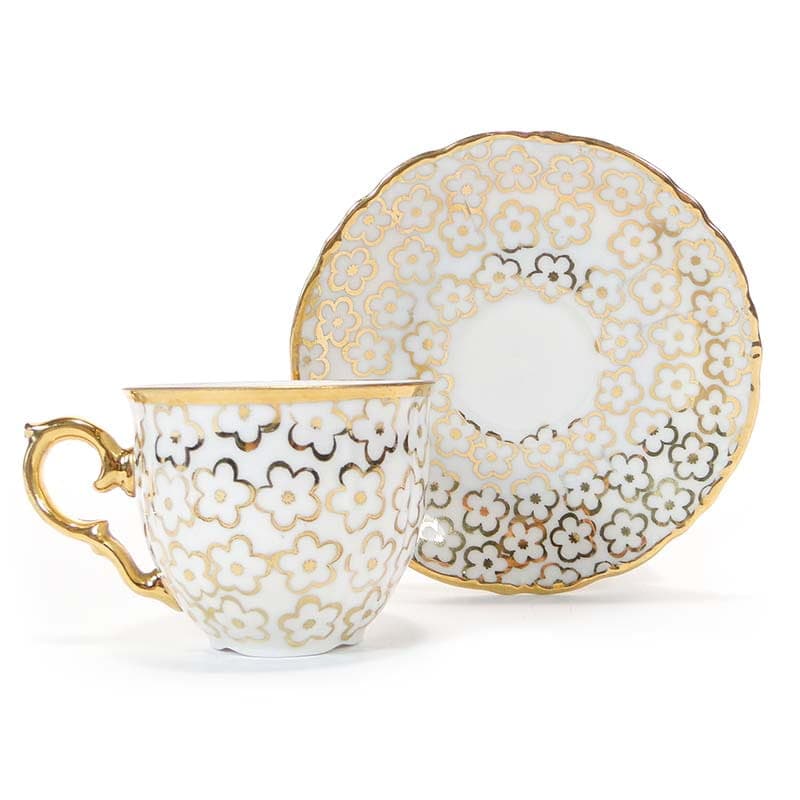 Mocha Cup Rococo, ivory white porcelain gold, Czech Republic, 1920s.