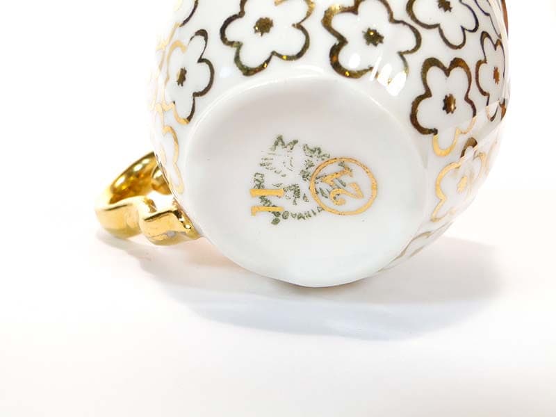 Mocha Cup Rococo, ivory white porcelain gold, Czech Republic, 1920s. - 179787