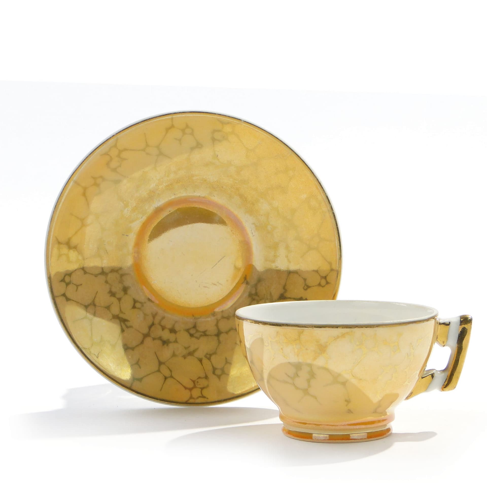 Filiżanka do mokki Płaski, żółty, porcelana, proj. B. Wendorf, Ćmielów, Polska, lata 30.