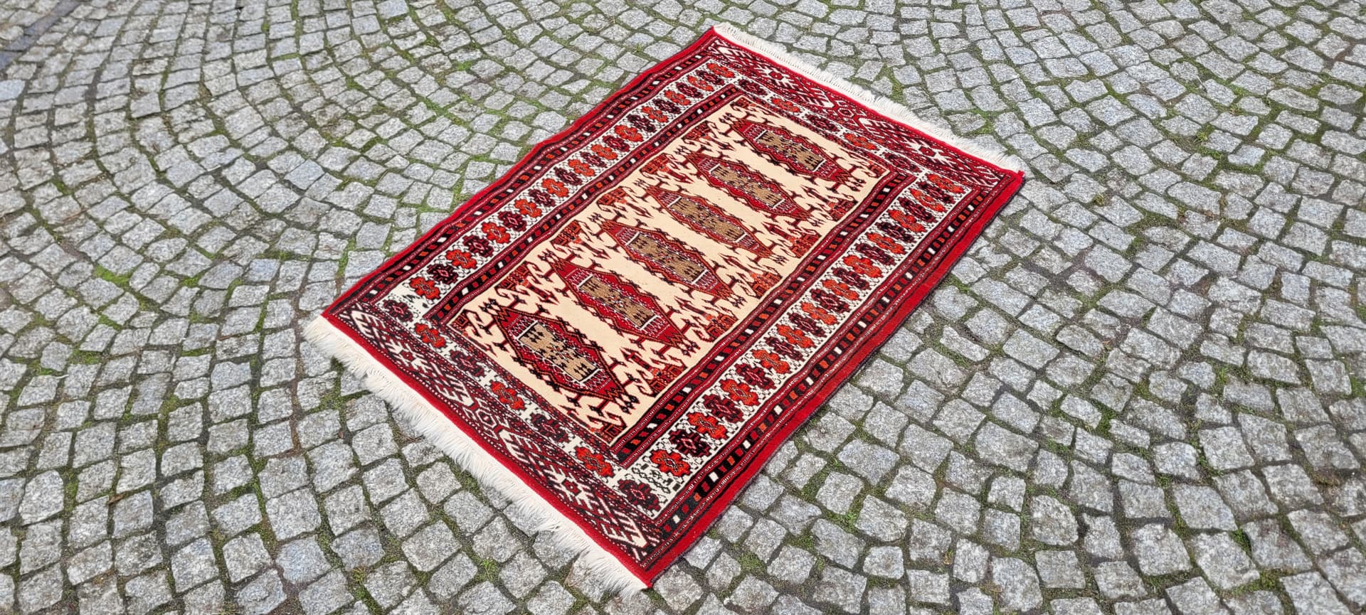 Rug Afghan, 120x85 cm, beige, wool, Afghanistan - 179884