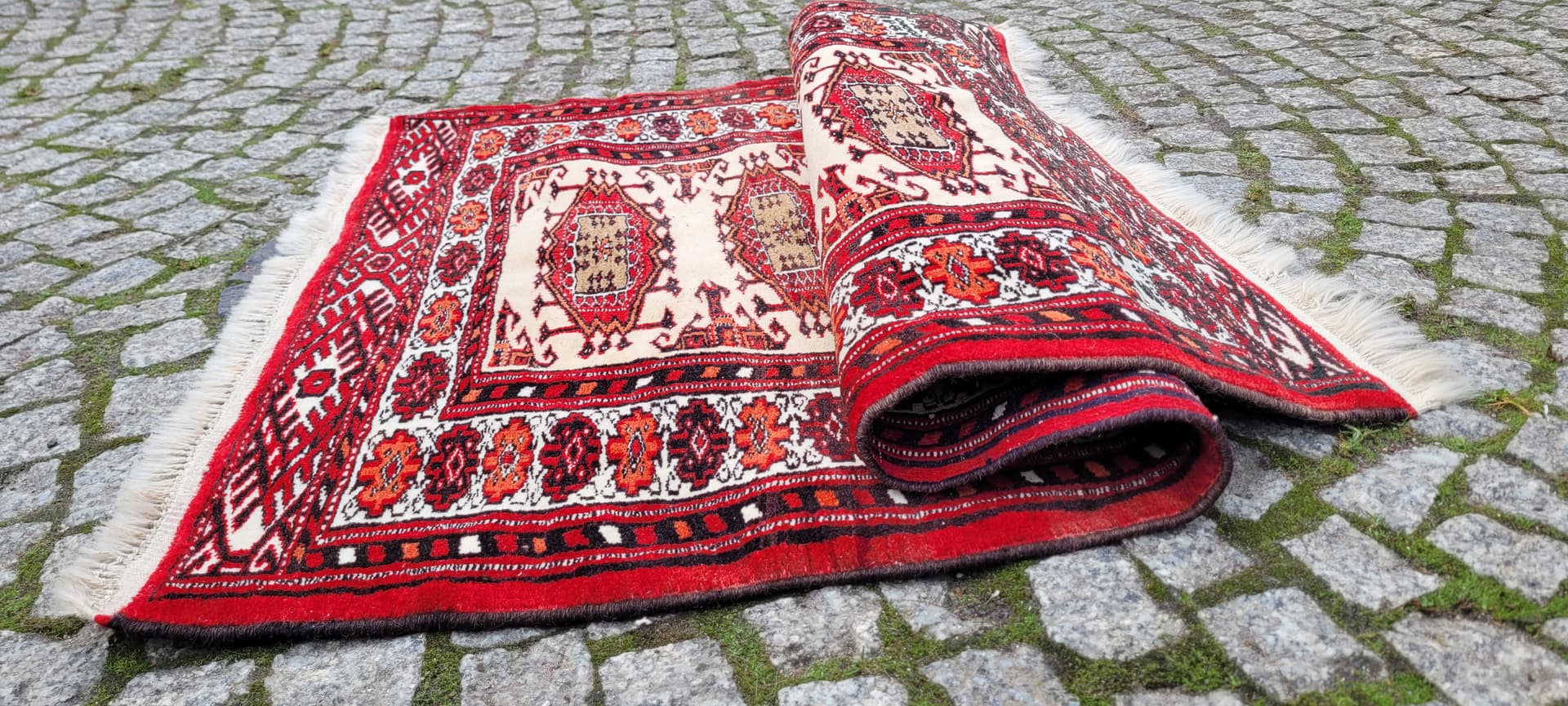 Rug Afghan, 120x85 cm, beige, wool, Afghanistan - 179879