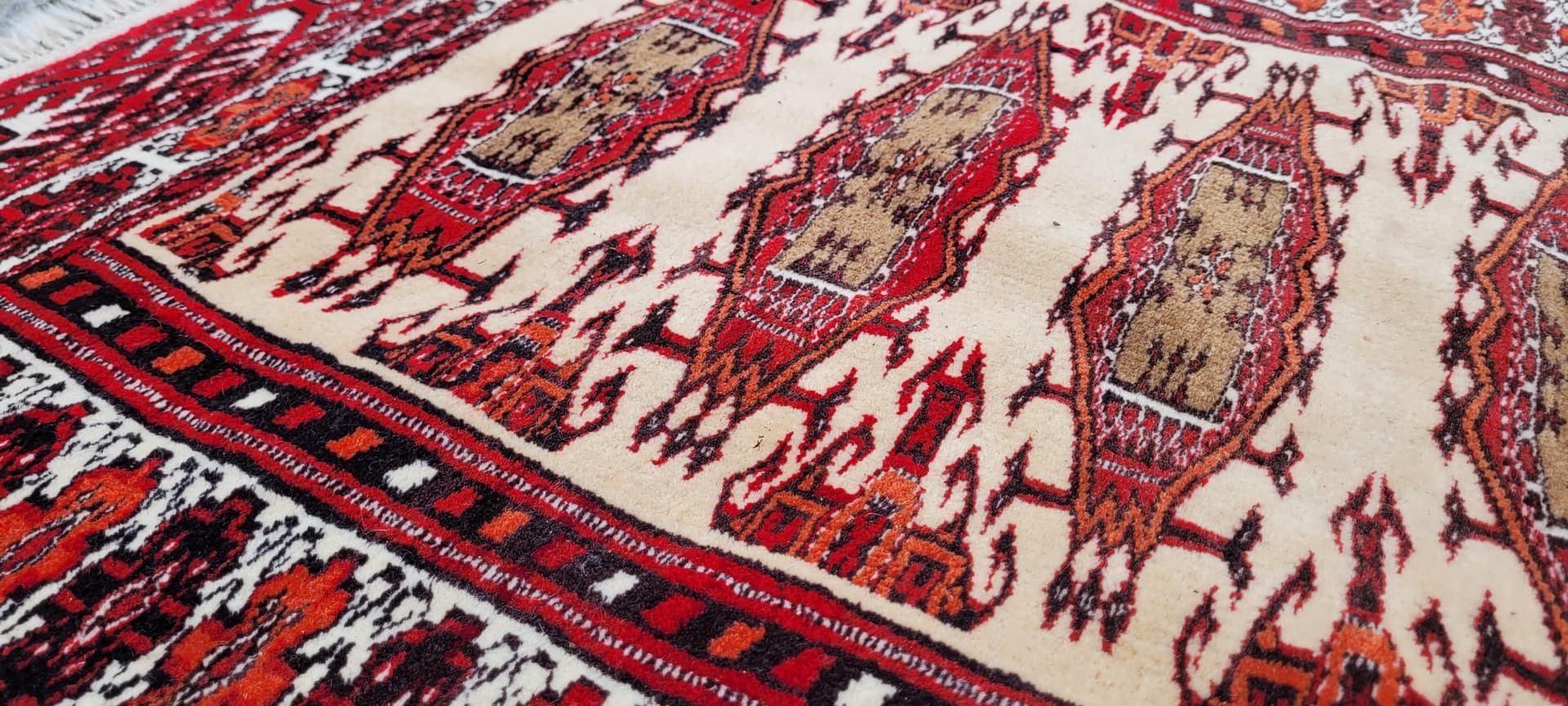 Rug Afghan, 120x85 cm, beige, wool, Afghanistan - 179875