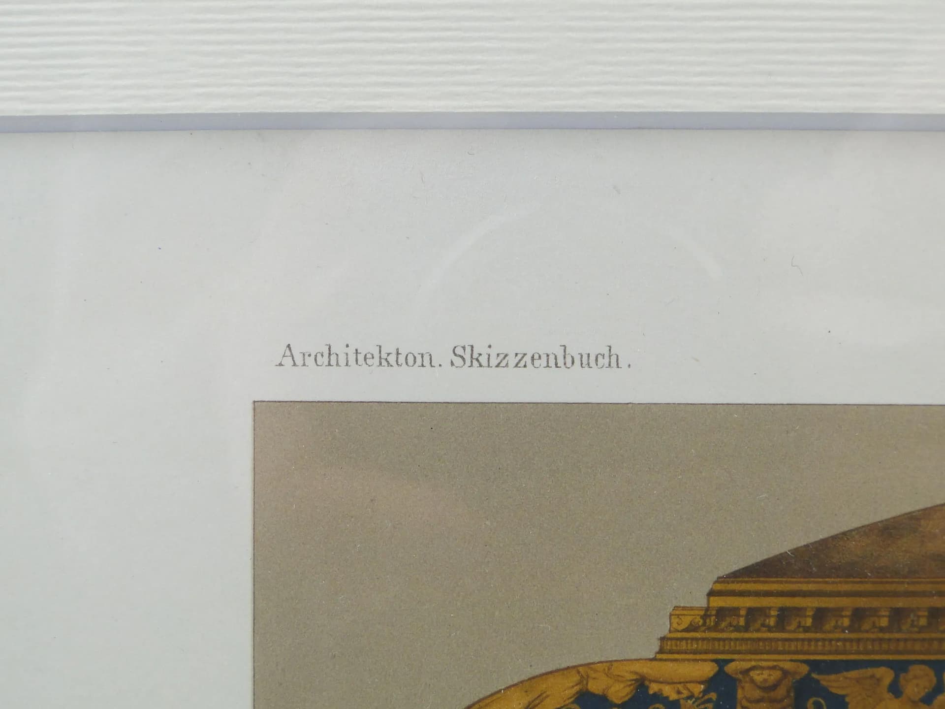 Grafika architektoniczna neoklasycystyczna, złoty, papier, Niemcy, XIX w. - 12469