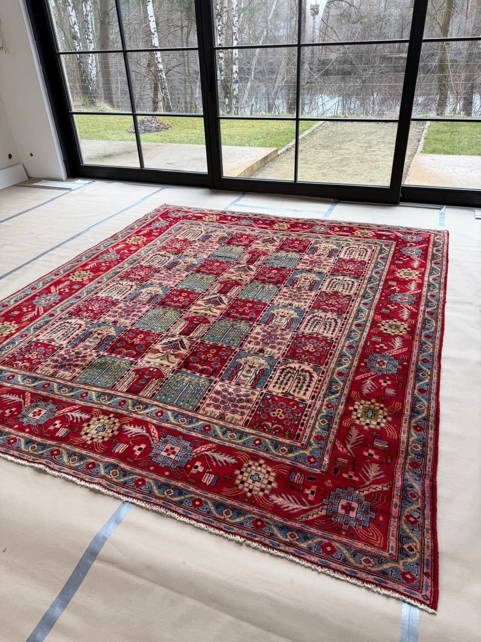 Dywan perski Kashan 325x275 cm, czerwony, wełna, Iran - 179991