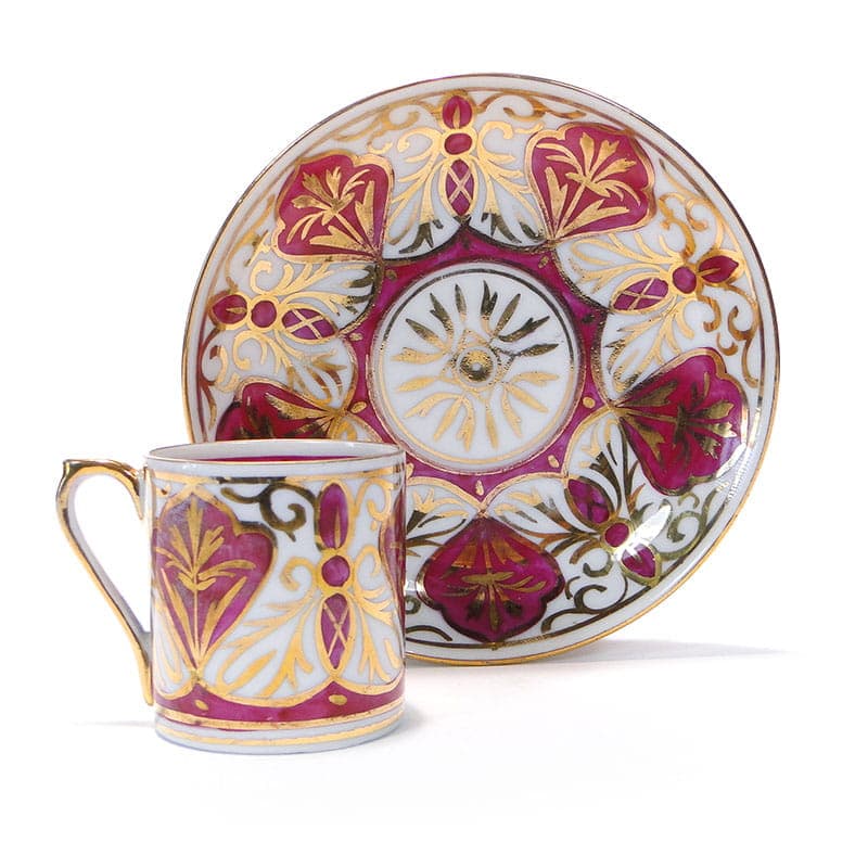 Mocha Cup with Saucer, Biedermeier, white porcelain, Austria, 19th c.