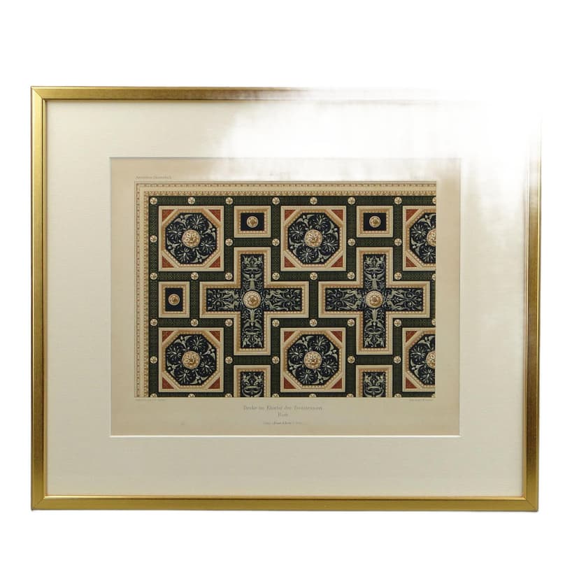 Litografia architektoniczna neoklasyczna, granatowy, papier, Niemcy, XIX w.