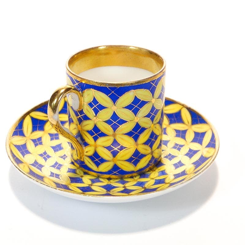 Filiżanka do mokki ze spodkiem, porcelana niebieska, Carl Tielsch, Polska, XIX w. - 180055