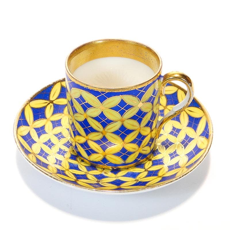 Filiżanka do mokki ze spodkiem, porcelana niebieska, Carl Tielsch, Polska, XIX w. - 180064