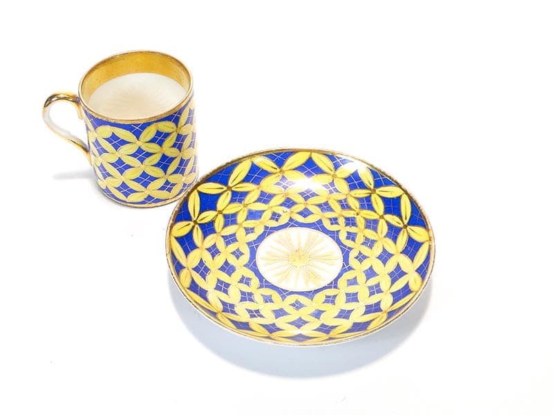 Filiżanka do mokki ze spodkiem, porcelana niebieska, Carl Tielsch, Polska, XIX w. - 180056