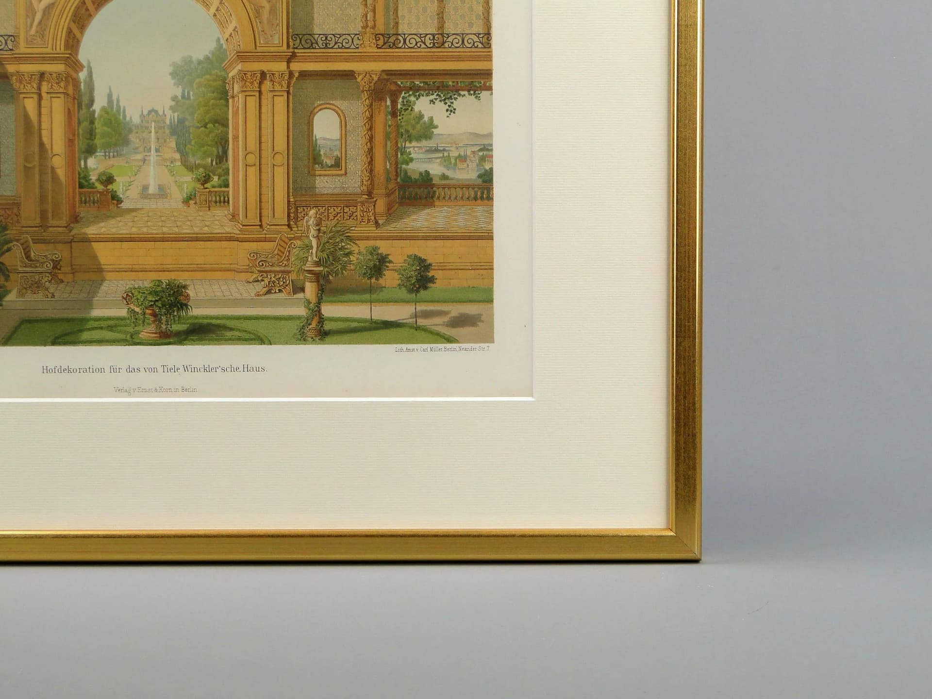 Grafika architektoniczna, złoty, papier, Niemcy, XIX wiek - 12724