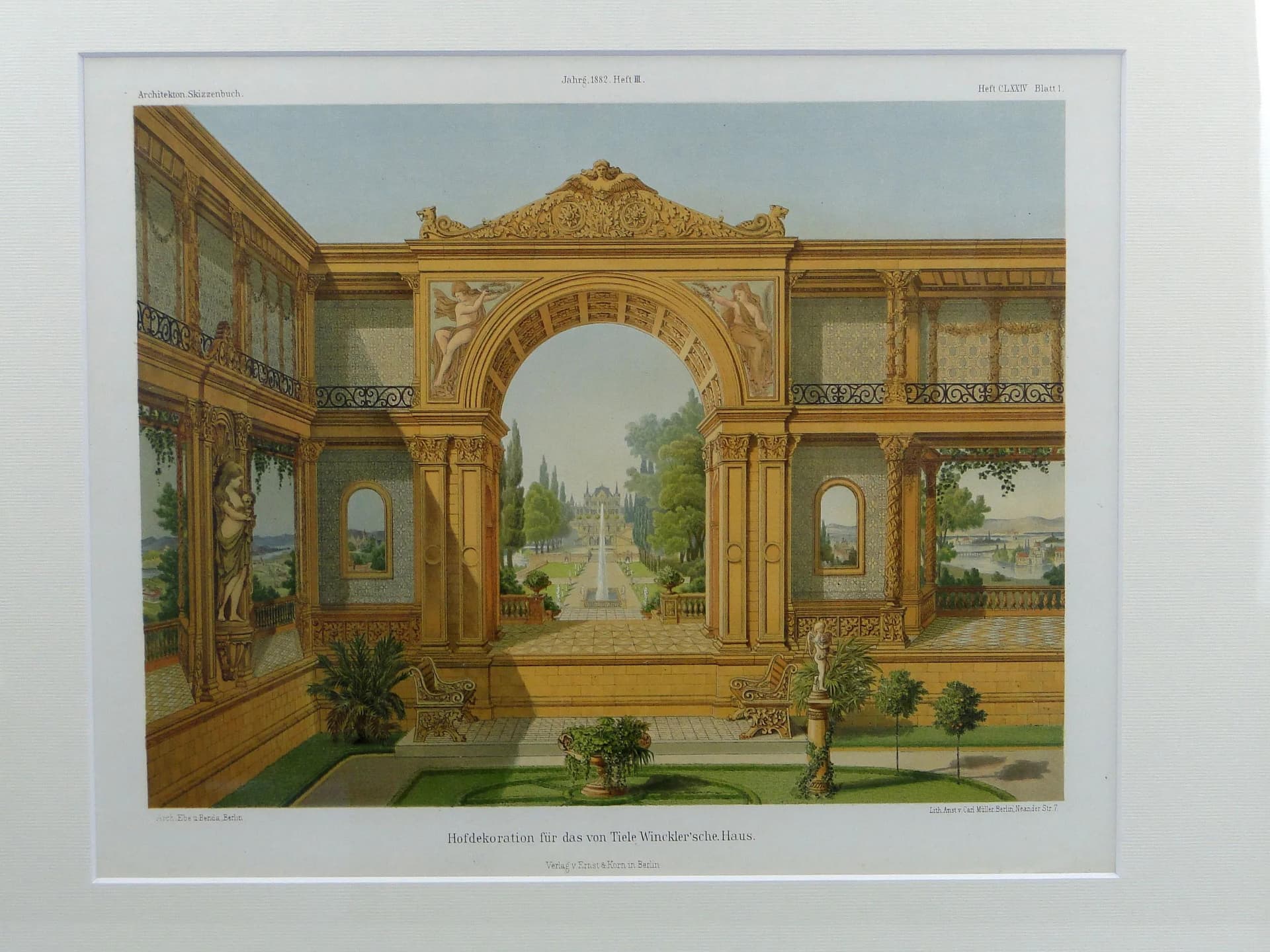 Grafika architektoniczna, złoty, papier, Niemcy, XIX wiek - 12727