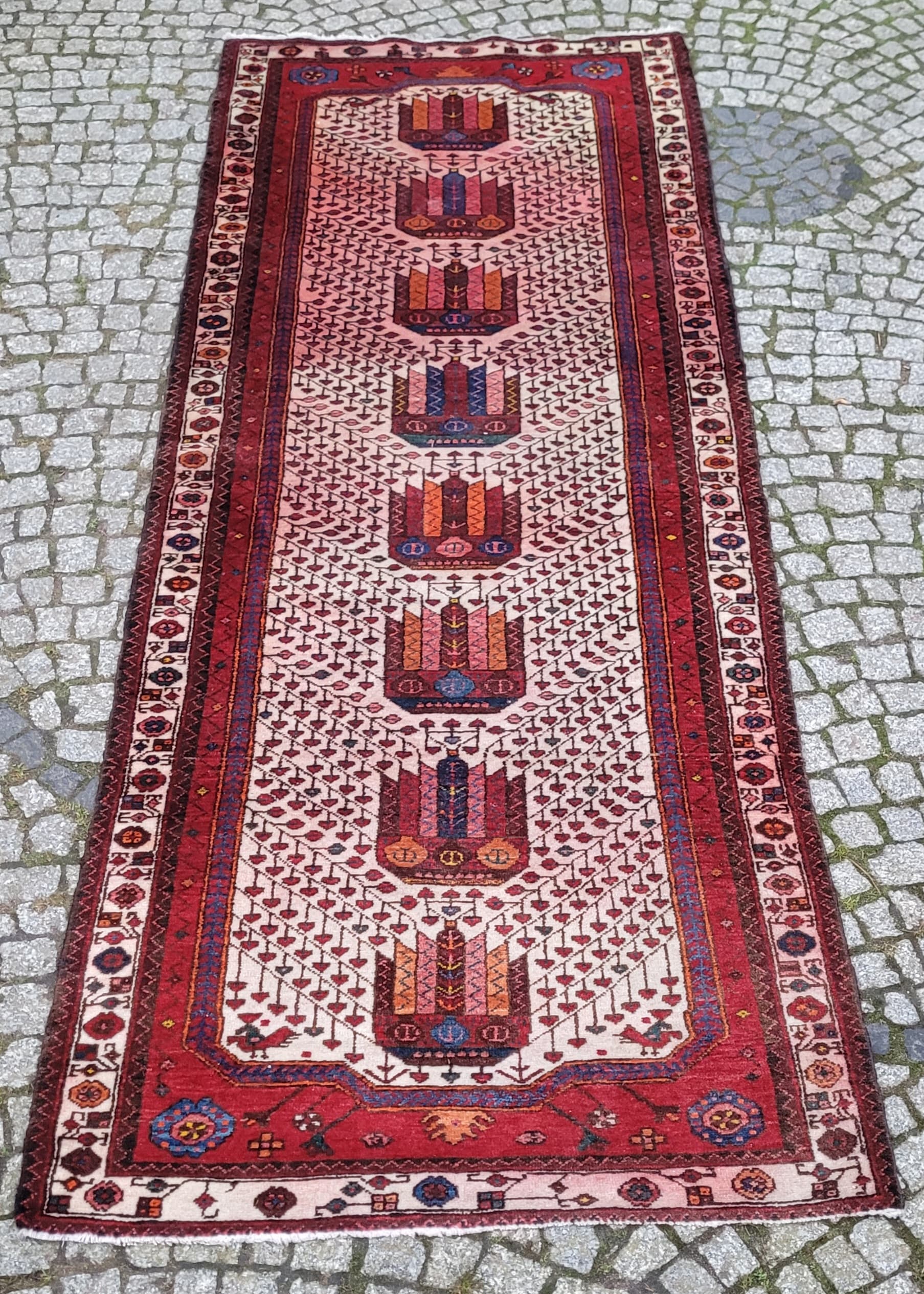 Runner Afshar 105x285 cm, multicolor wool, Iran, 19th c. - 180100