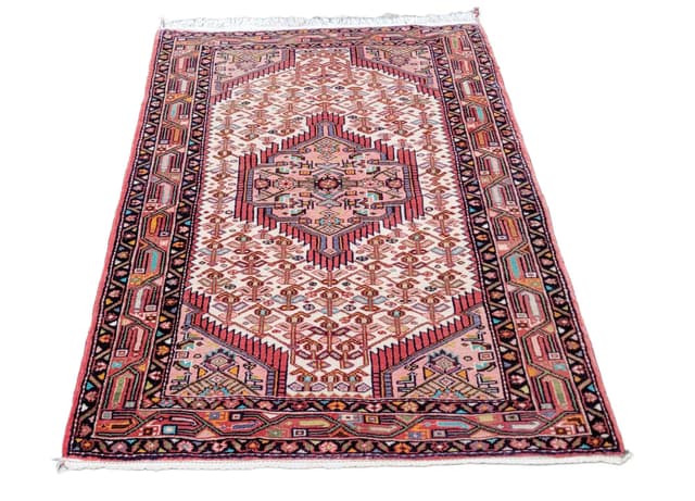 Rug Hamadan 105x164 cm, beige wool, Iran, 1960s. - DIMENSION