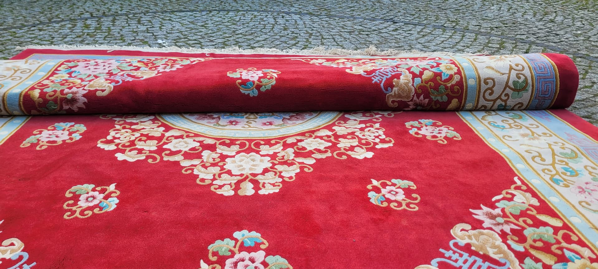 Dywan Aubusson 245x365cm, czerwony, wełna, Chiny, lata 70. - 180221