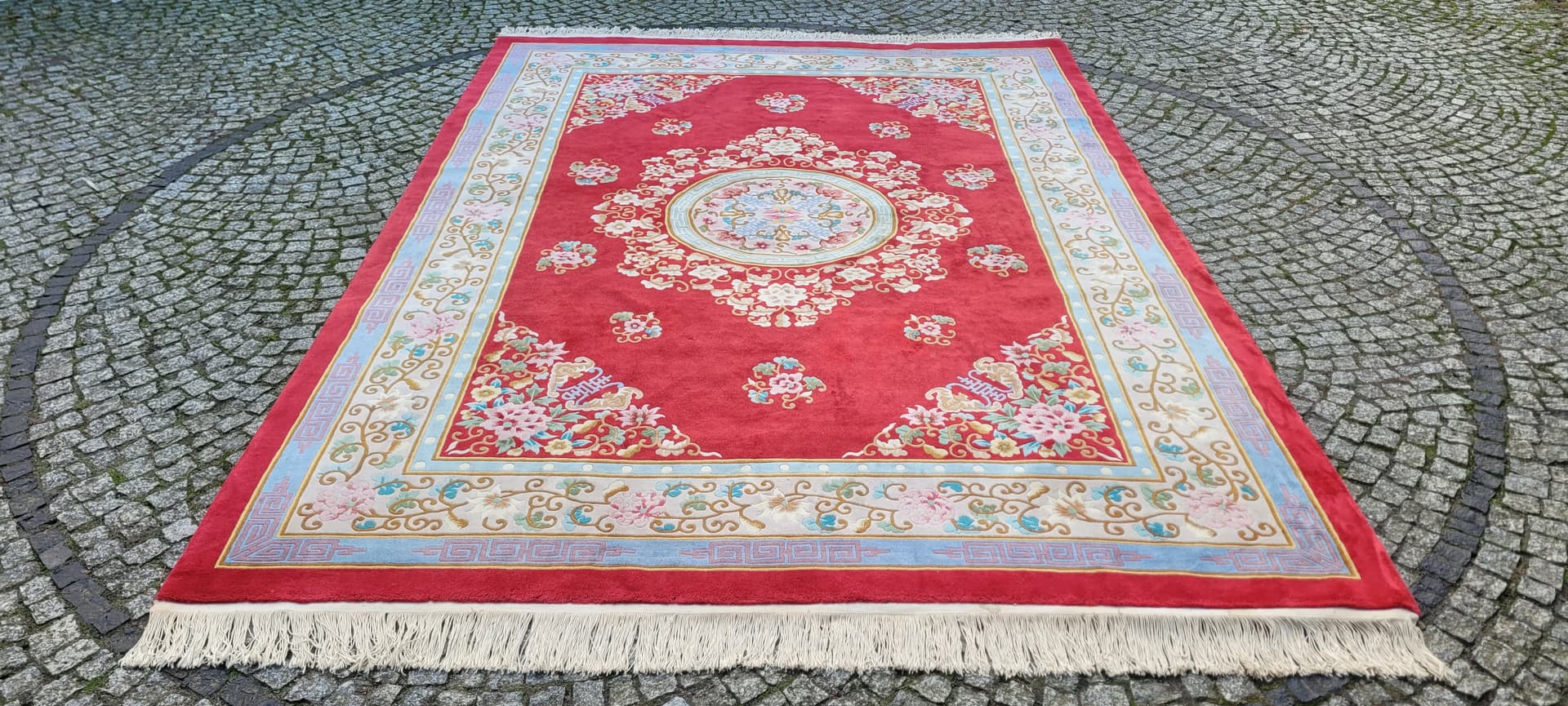 Dywan Aubusson 245x365cm, czerwony, wełna, Chiny, lata 70. - 180227