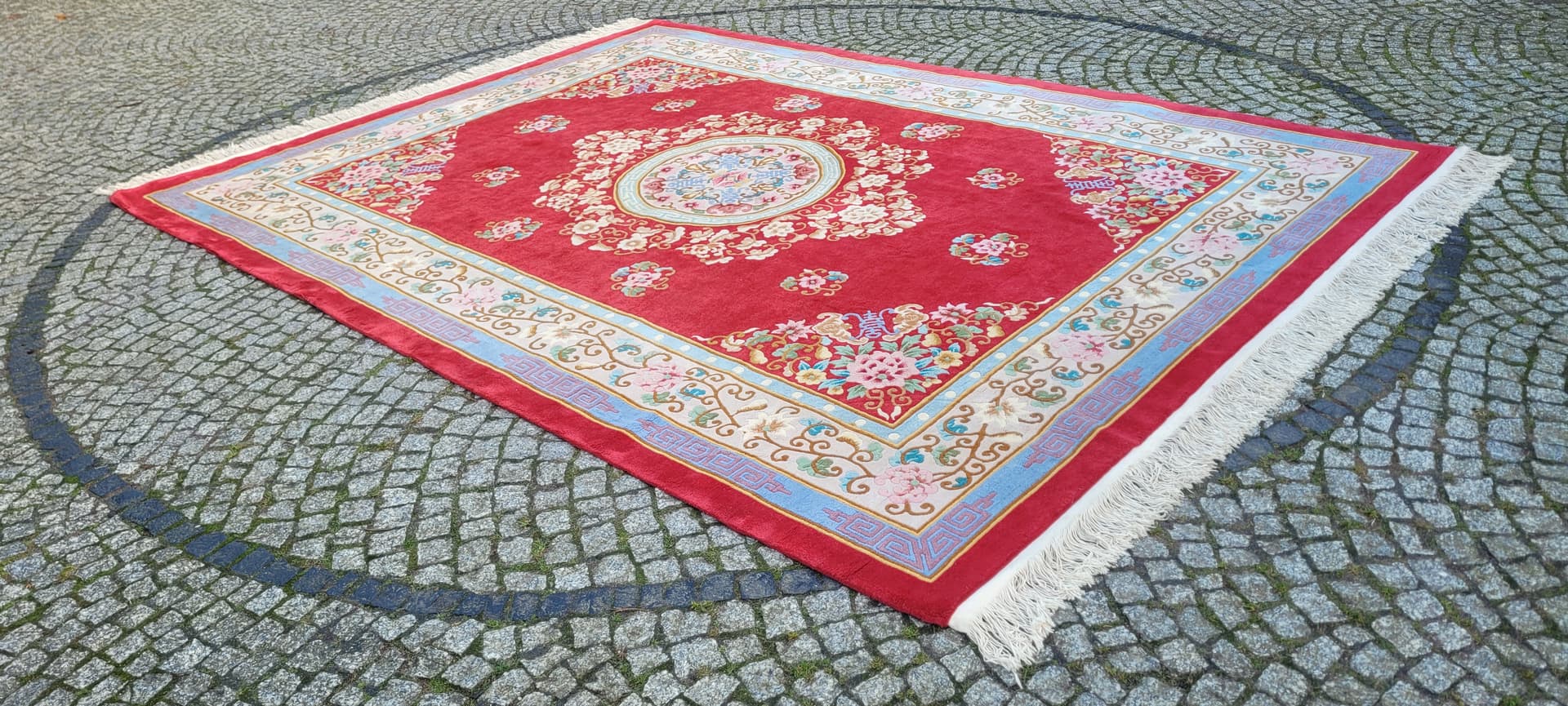 Dywan Aubusson 245x365cm, czerwony, wełna, Chiny, lata 70. - 180232