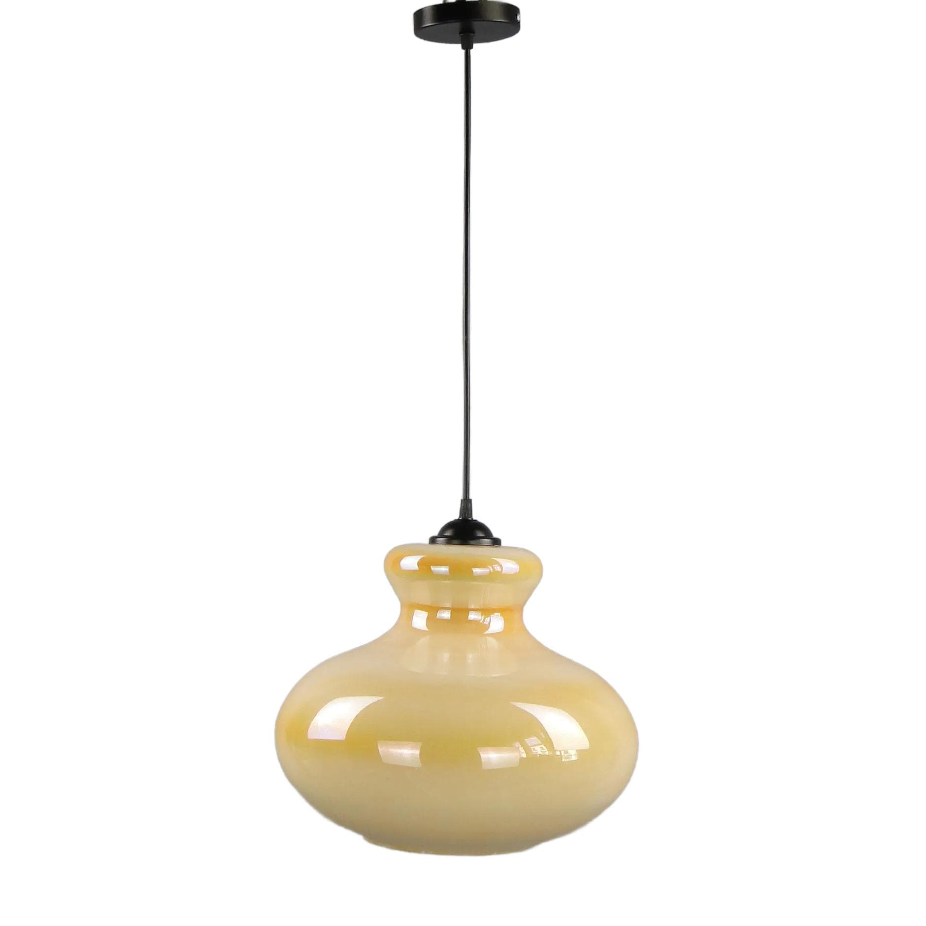 Pendant Lamp Pop Art, yellow, glass, Polam Meos, Poland, 1960s