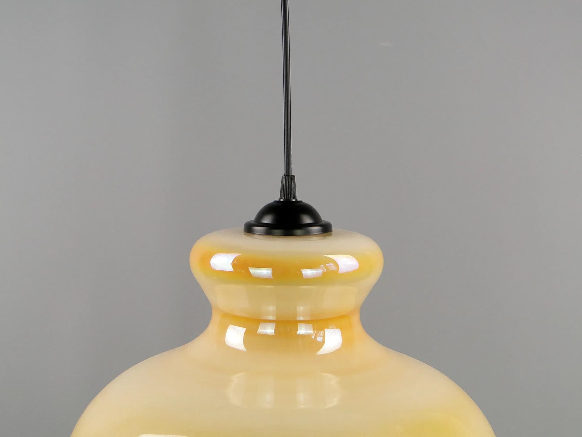 Pendant Lamp Pop Art, yellow, glass, Polam Meos, Poland, 1960s - 12719