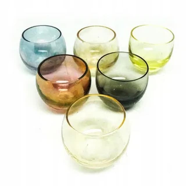 Set of glasses, Art Deco, colored glass, Czechoslovakia, 1950s. - DIMENSION