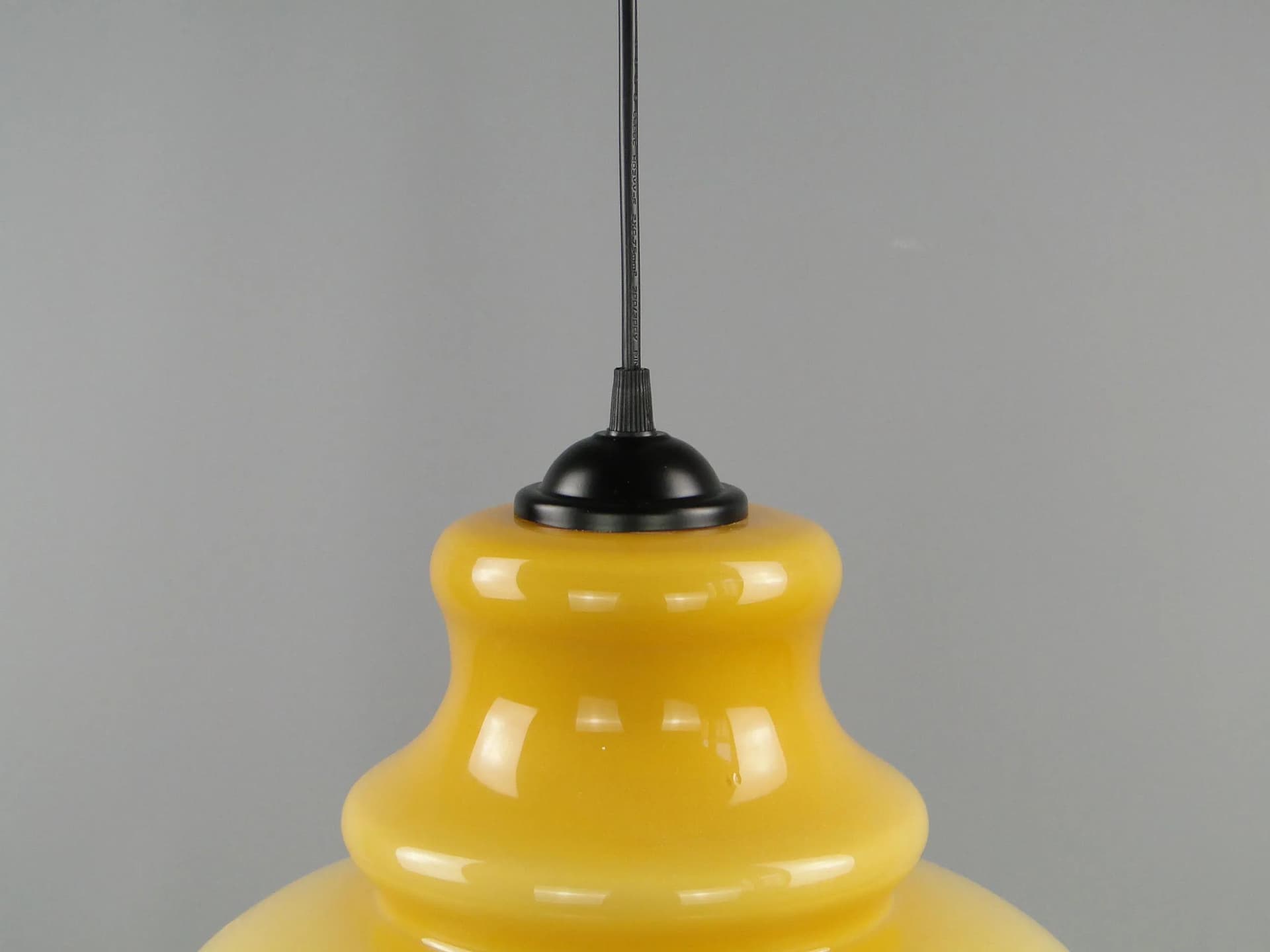 Pendant lamp Pop Art, yellow, glass, Polam Meos, Poland, 1960s - 12712