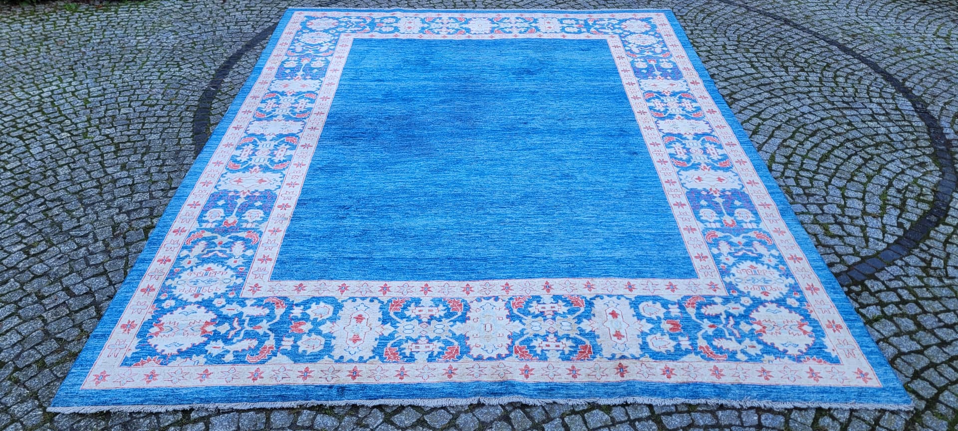 Dywan perski Ziegler 270x360 cm, niebieski, wełna, Pakistan, pocz. XX w. - 180476