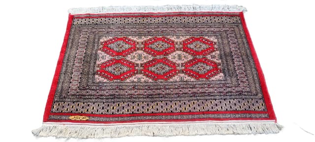 Rug Buchara 103x130 cm, red, wool, Pakistan, 1980s. - DIMENSION
