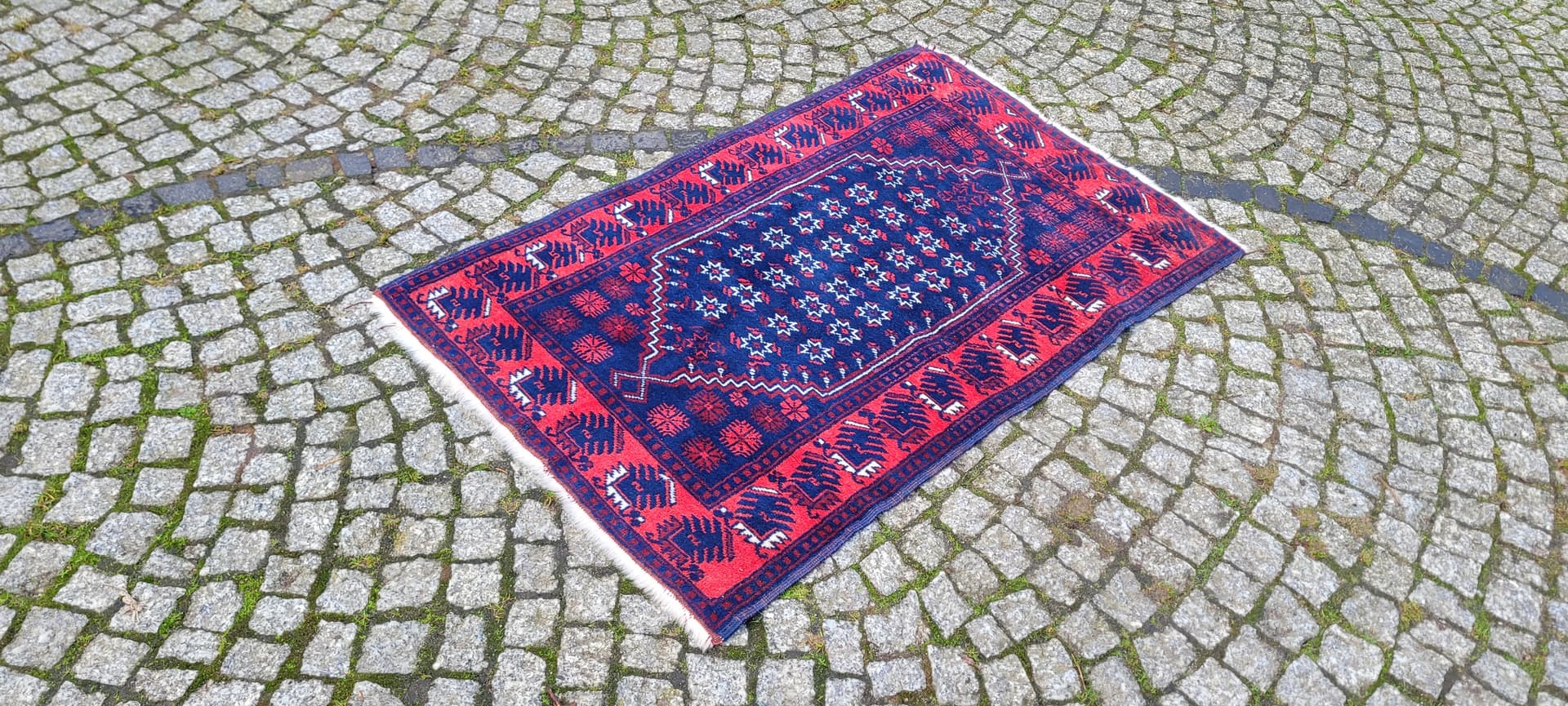 Dywan anatolijski, 80x126 cm, niebieski, wełna, Turcja, lata 60. - 180568