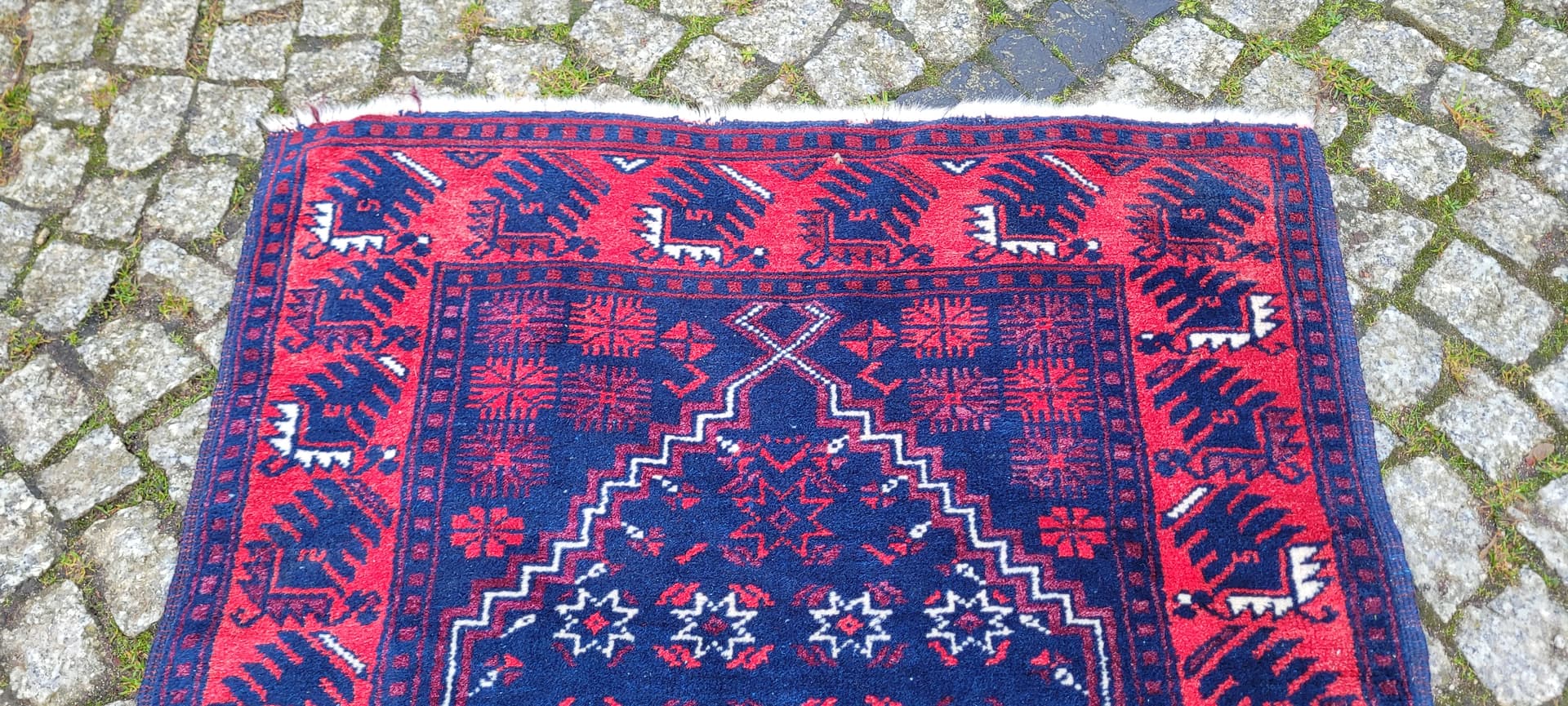 Dywan anatolijski, 80x126 cm, niebieski, wełna, Turcja, lata 60. - 180571