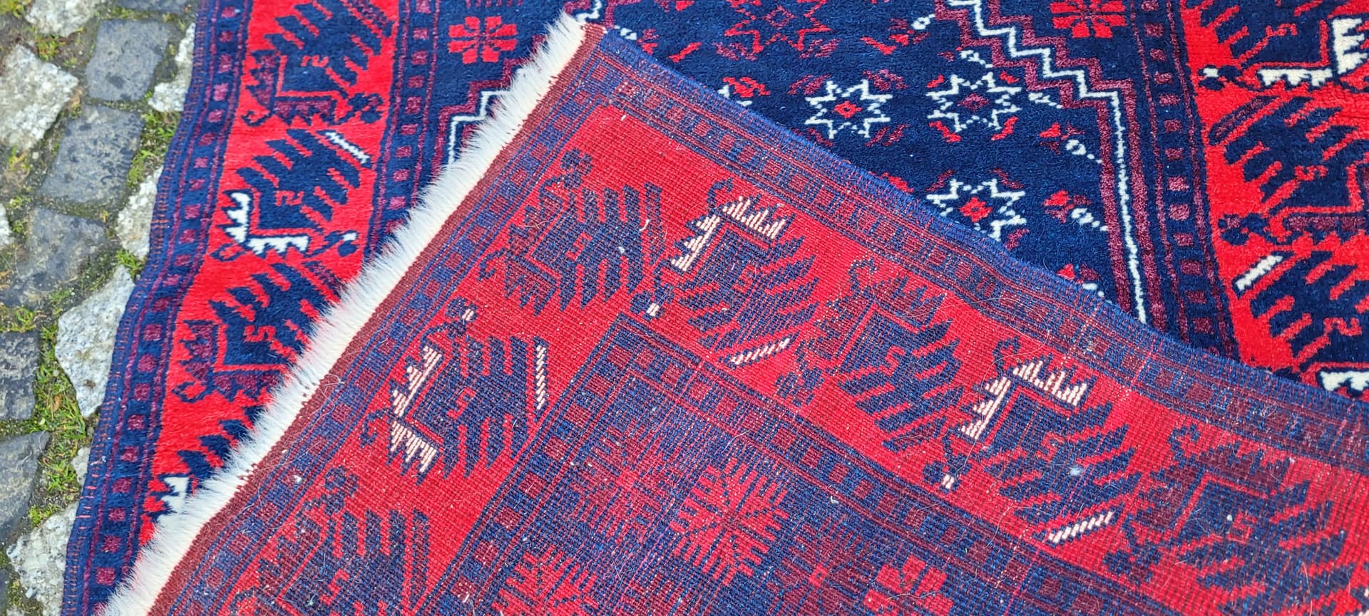 Dywan anatolijski, 80x126 cm, niebieski, wełna, Turcja, lata 60. - 180569