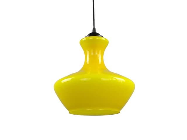 Lampa wisząca Pop Art, szkło żółty, Polam, Polska, lata 60. - WYMIARY
