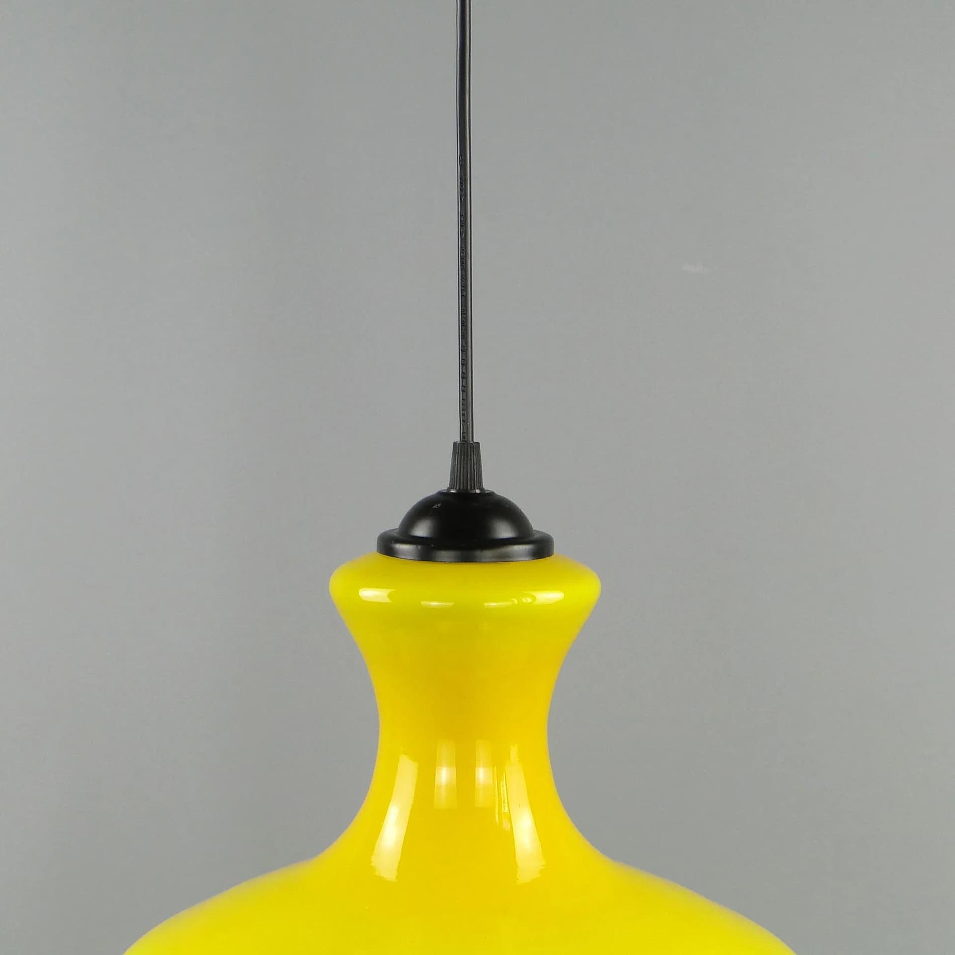 Lampa wisząca Pop Art, szkło żółty, Polam, Polska, lata 60. - 12694