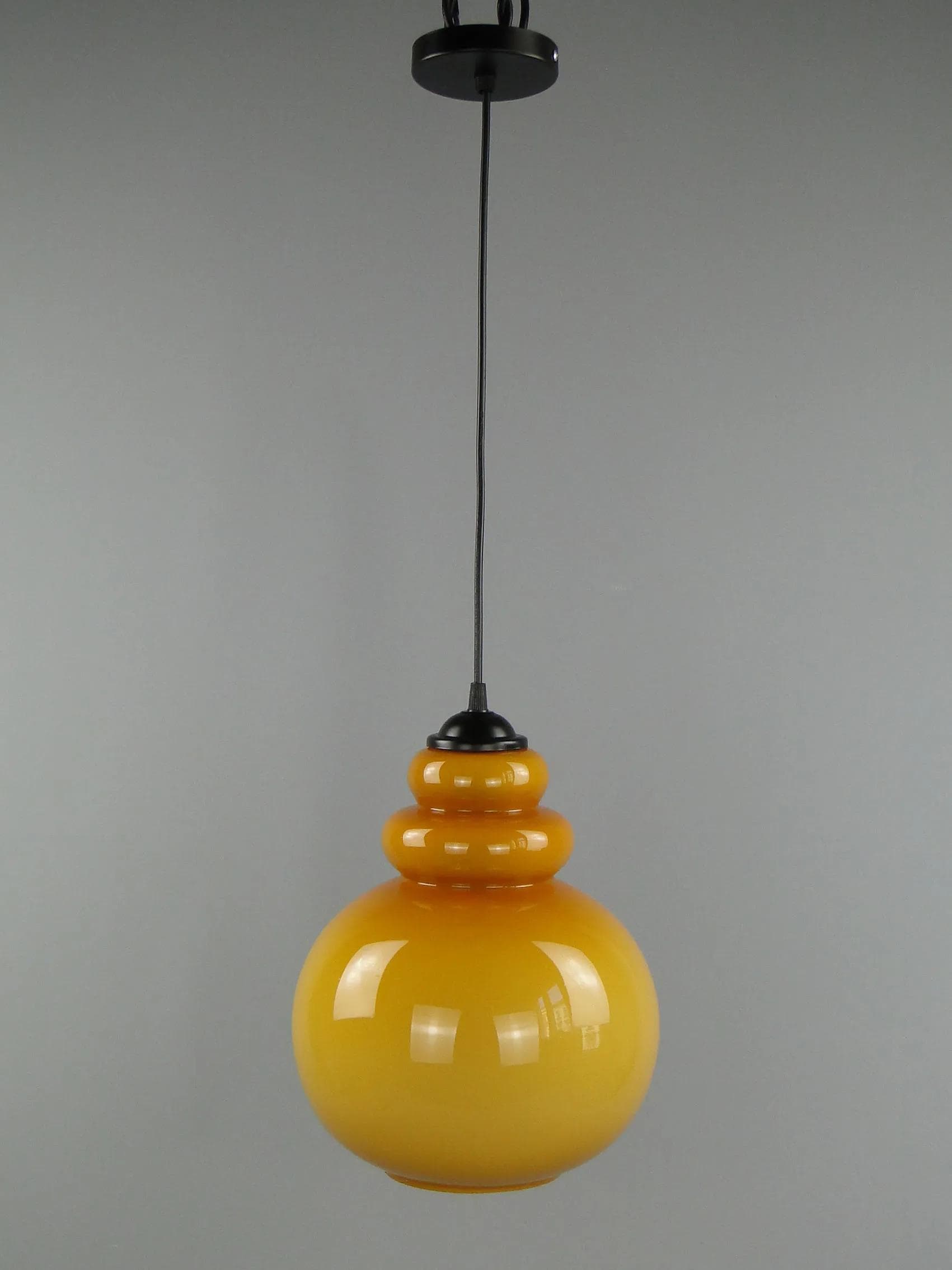 Pendant Lamp Pop Art, yellow, glass, Poland, 1960s - 12685