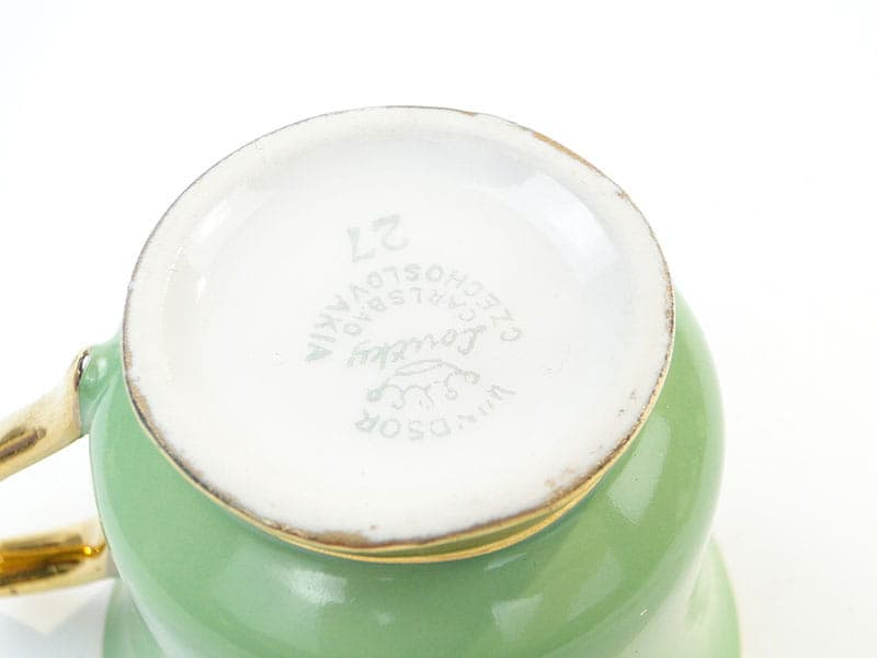 Filiżanka do espresso Windsor Loucky, porcelana zielona, Czechy, lata 50. - 180744