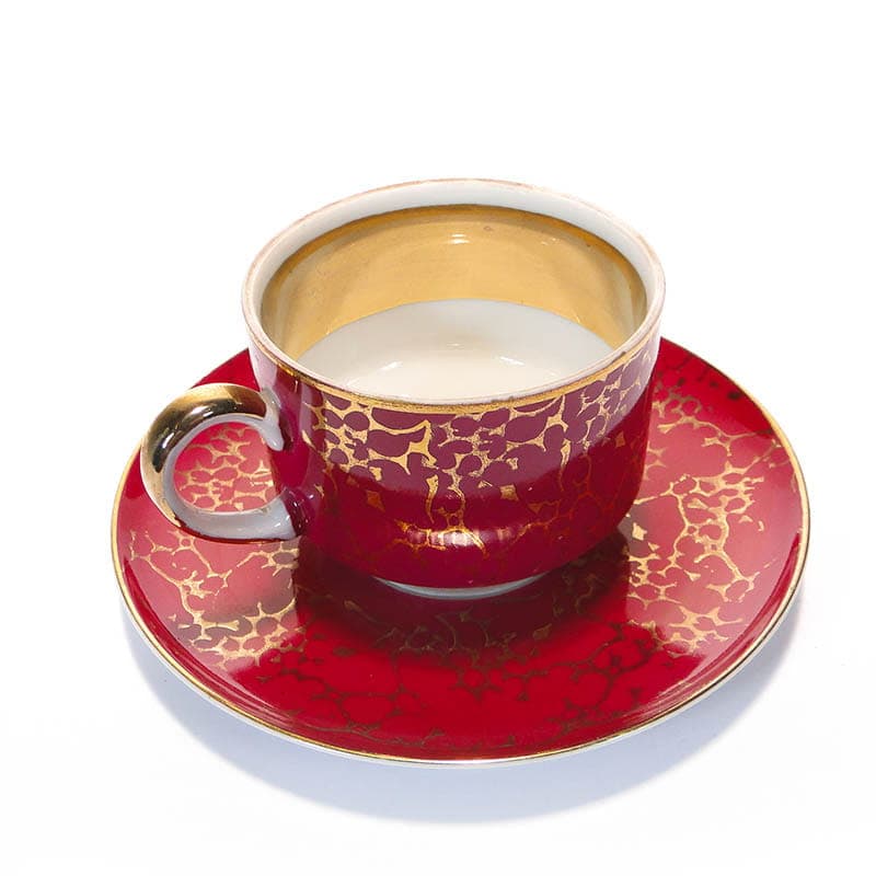 Filiżanka i spodek Ada, czerwona porcelana, proj. W. Potacki, Ćmielów, Polska, lata 70. - 181040