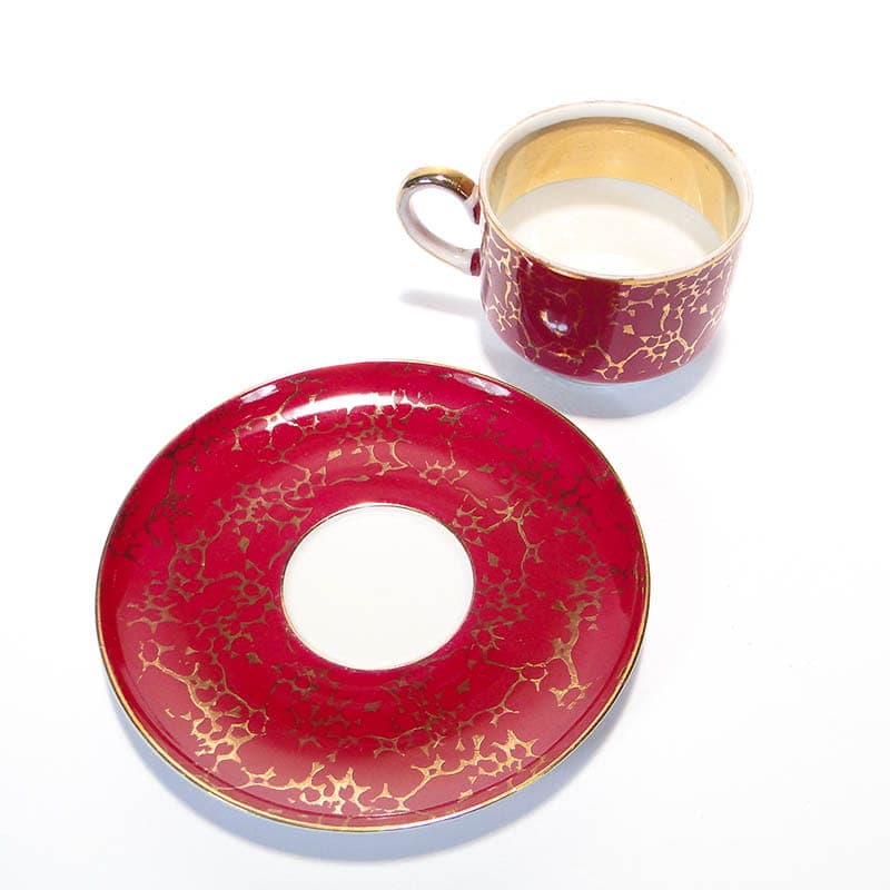Filiżanka i spodek Ada, czerwona porcelana, proj. W. Potacki, Ćmielów, Polska, lata 70. - 181043