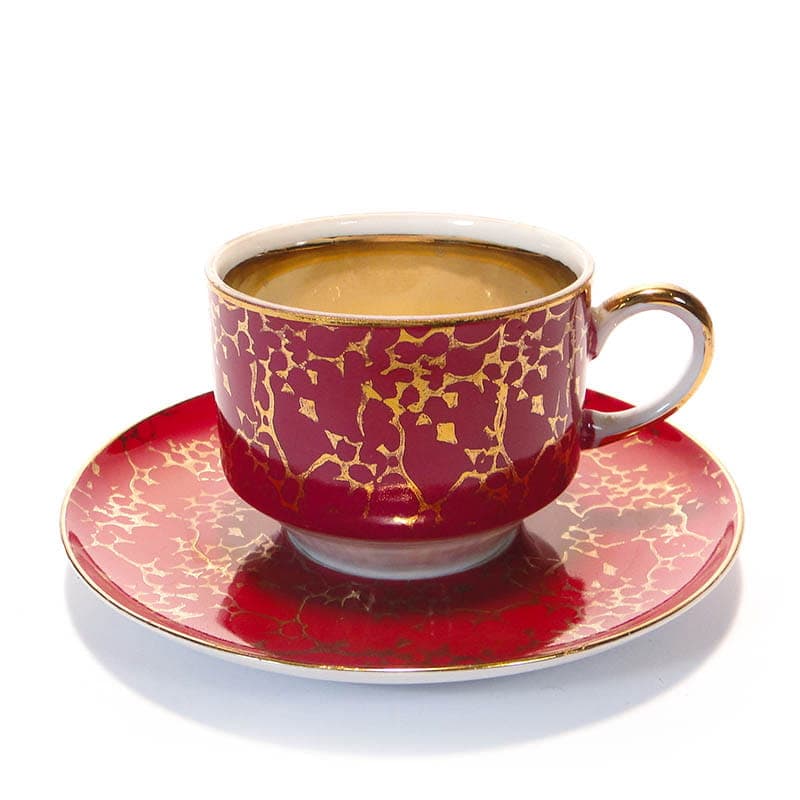 Filiżanka i spodek Ada, czerwona porcelana, proj. W. Potacki, Ćmielów, Polska, lata 70. - 181038