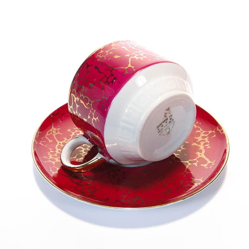 Filiżanka i spodek Ada, czerwona porcelana, proj. W. Potacki, Ćmielów, Polska, lata 70. - 181042